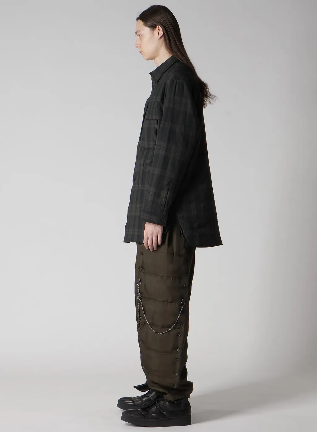 Ink Madras Plaid Padded Blouse