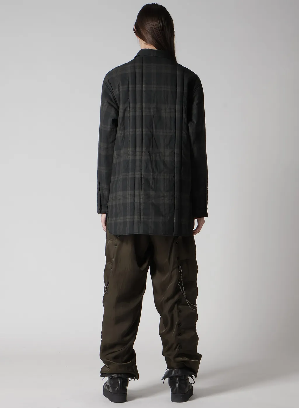 Ink Madras Plaid Padded Blouse