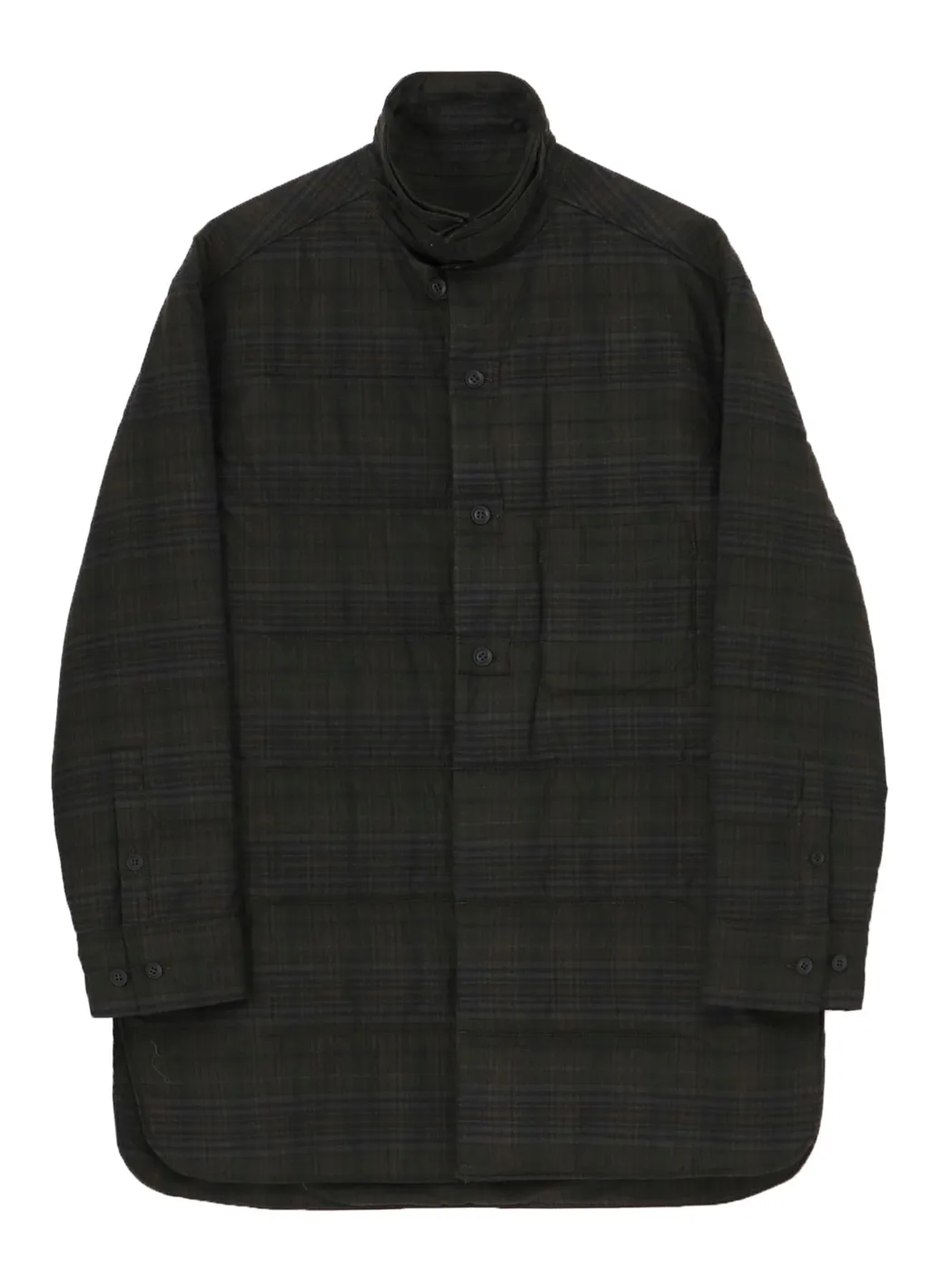 Madras Ink Plaid Double Collar Padded Blouse