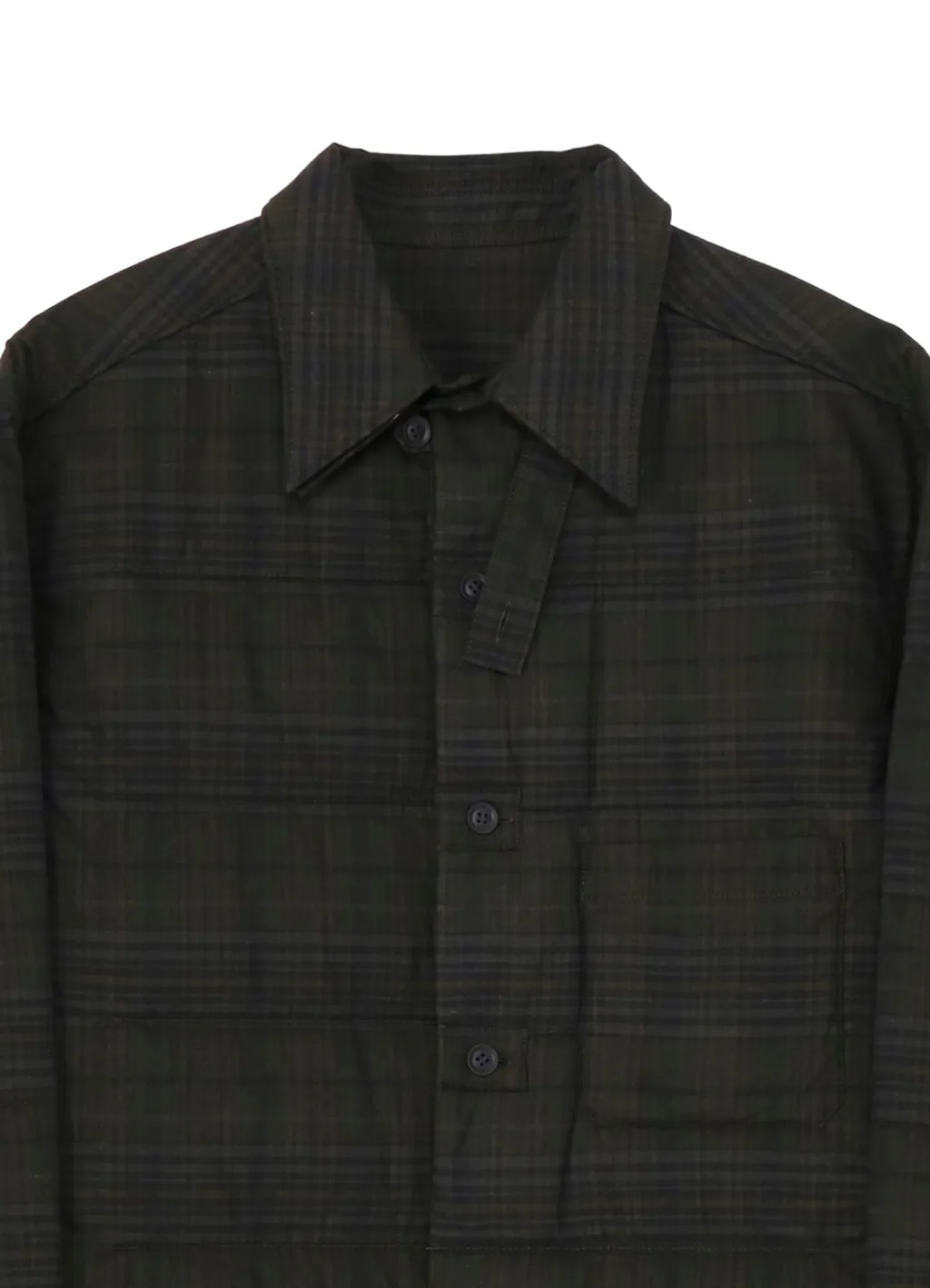 Madras Ink Plaid Double Collar Padded Blouse