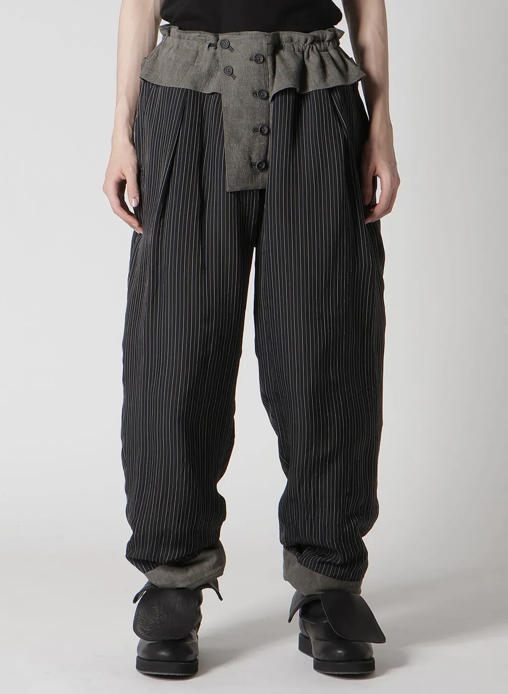 Cotton Linen Sheeting Horizontal Padded Pants