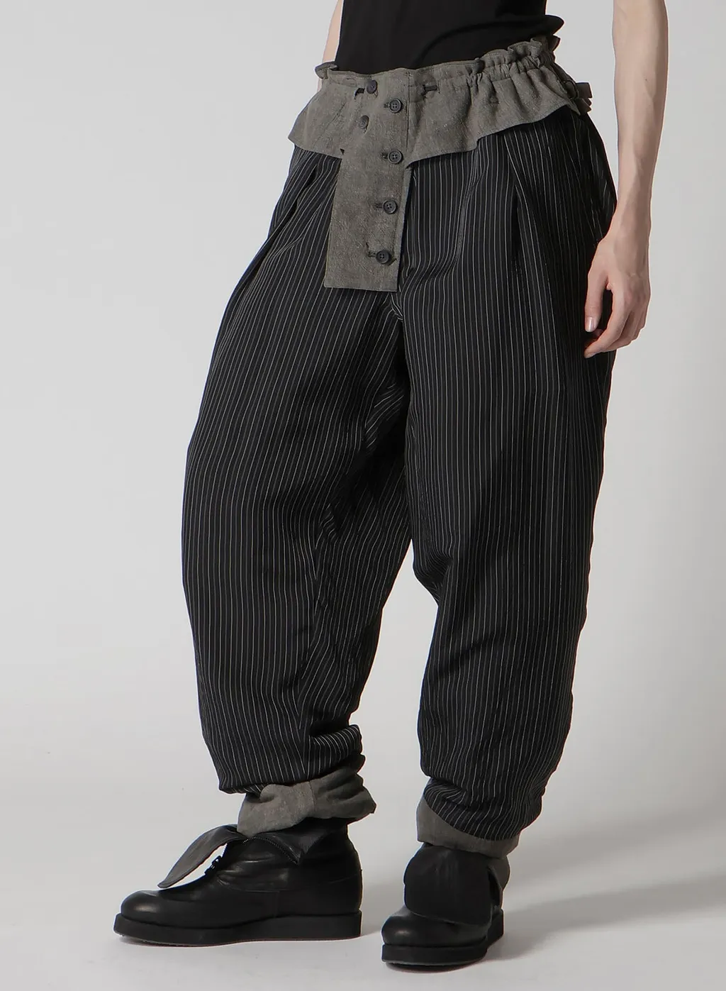 Cotton Linen Sheeting Horizontal Padded Pants