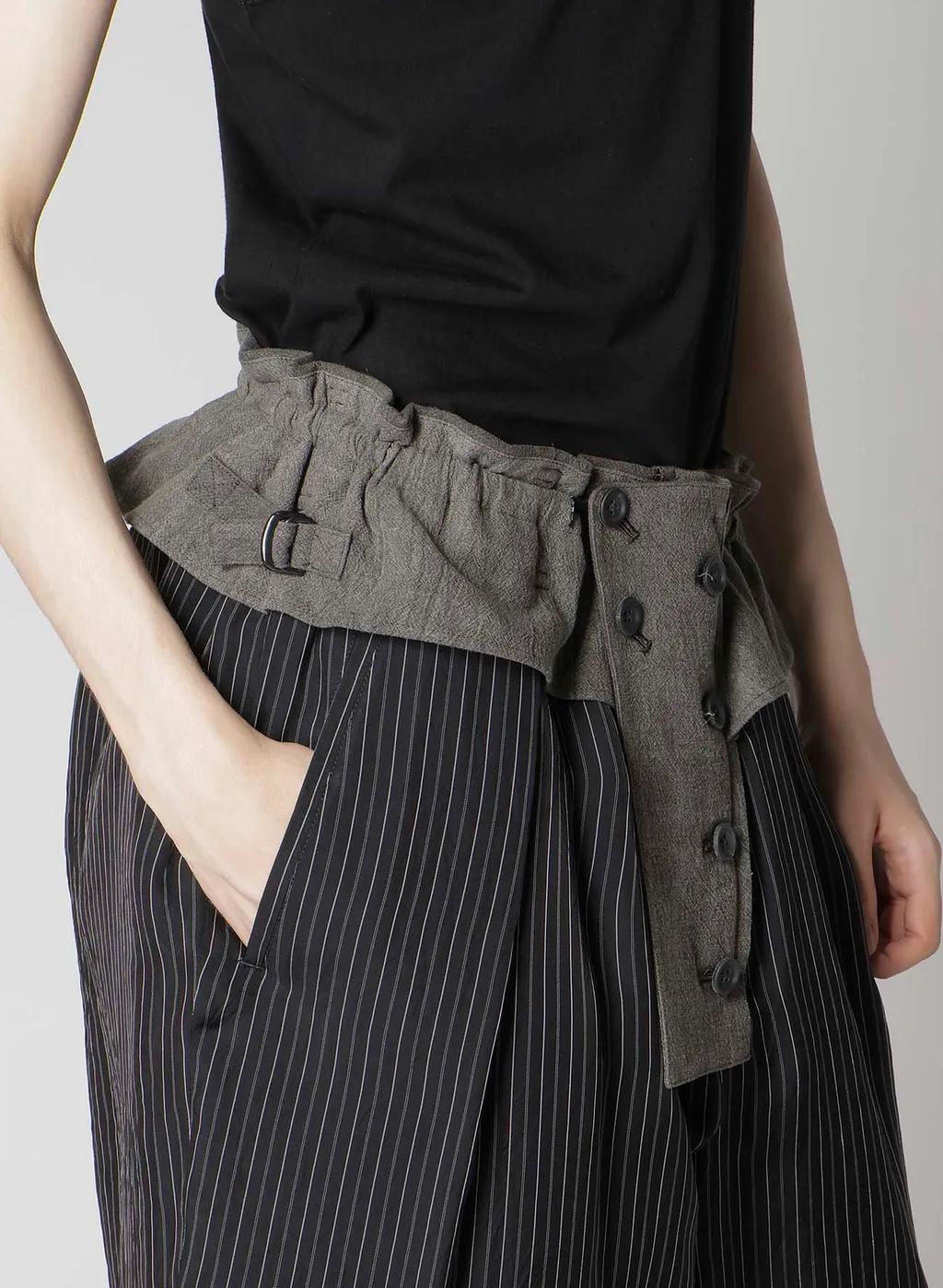 Cotton Linen Sheeting Horizontal Padded Pants