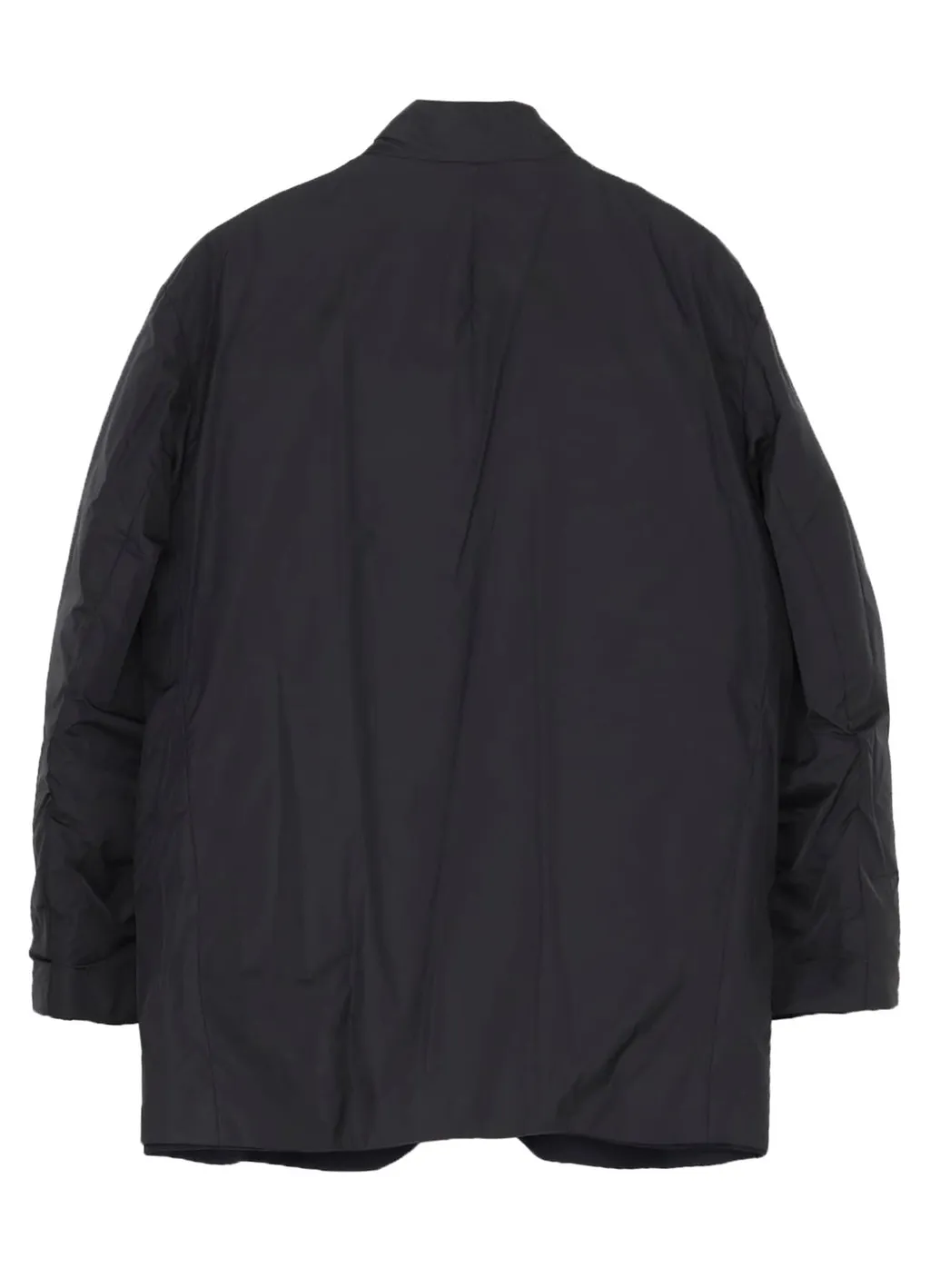 Navy Wool Gabardine Horizontal Padded Stand Jacket