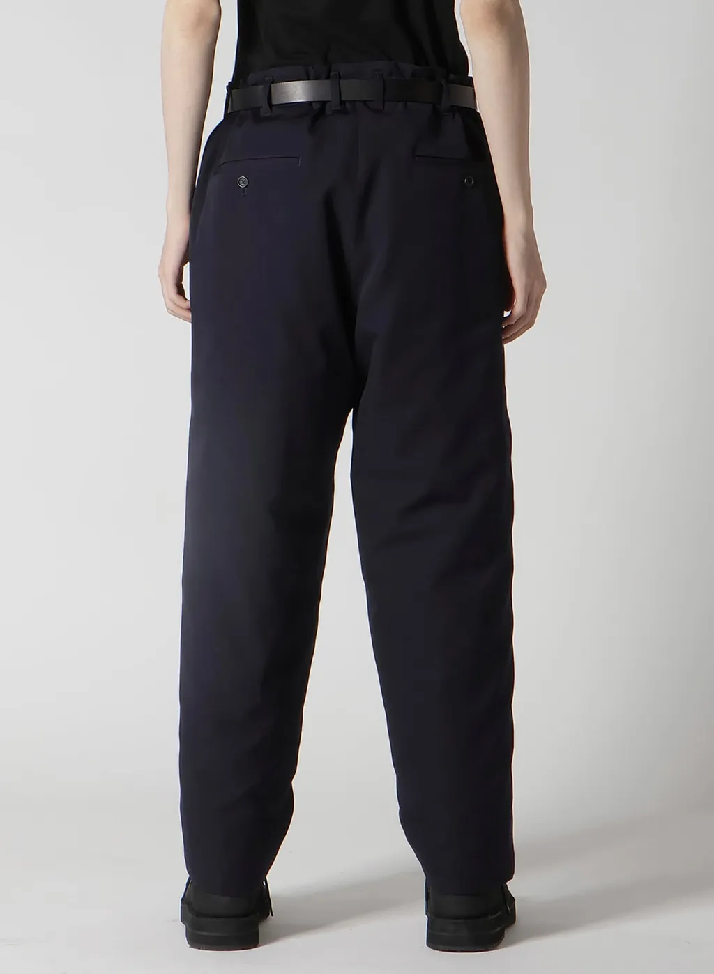 Navy Wool Gabardine One Side Pkt Pants With Liner
