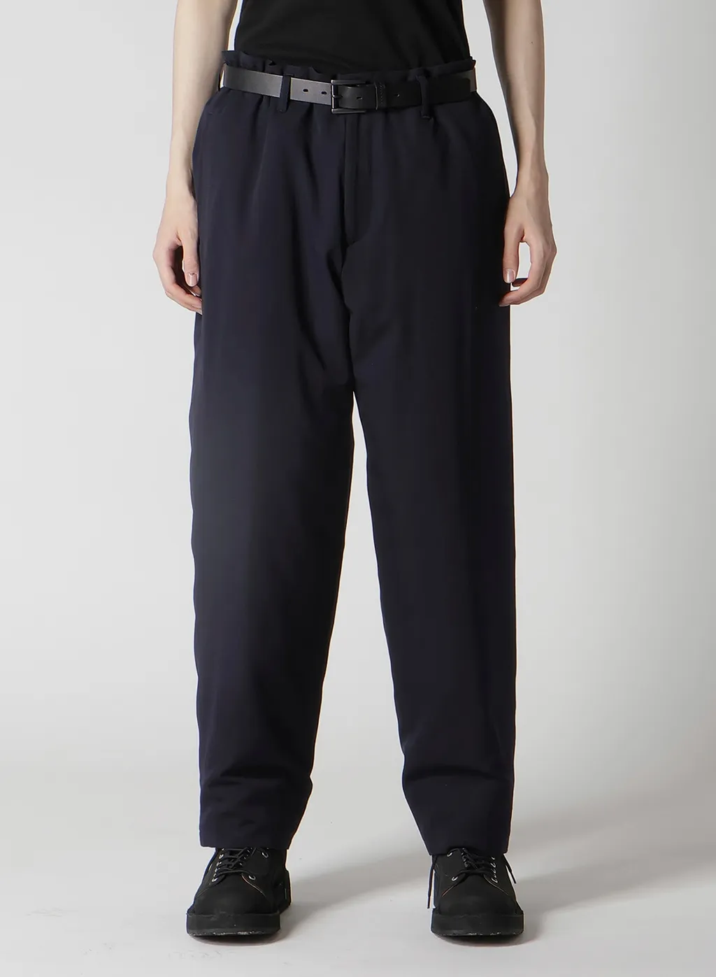 Navy Wool Gabardine One Side Pkt Pants With Liner