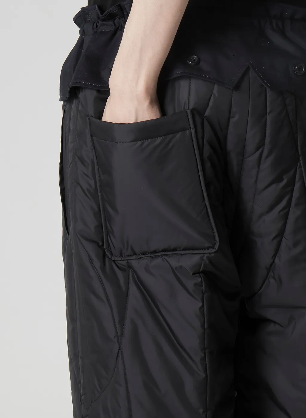 Navy Wool Gabardine One Side Pkt Pants With Liner