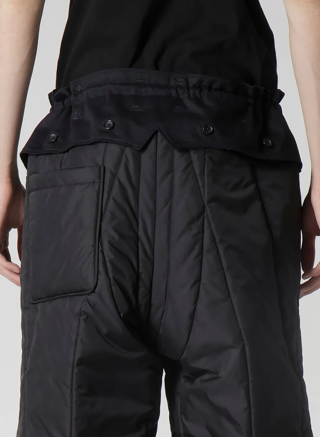 Navy Wool Gabardine One Side Pkt Pants With Liner