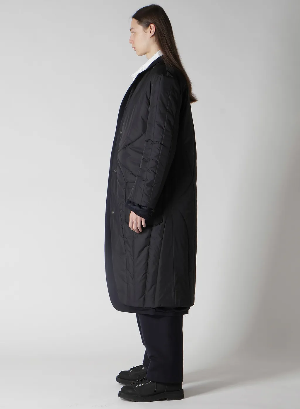 Navy Wool Gabardine One Button Jacket With Liner