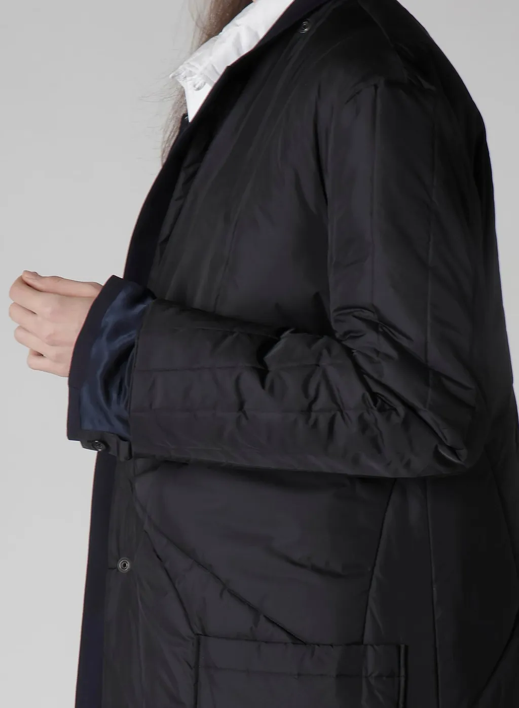 Navy Wool Gabardine One Button Jacket With Liner