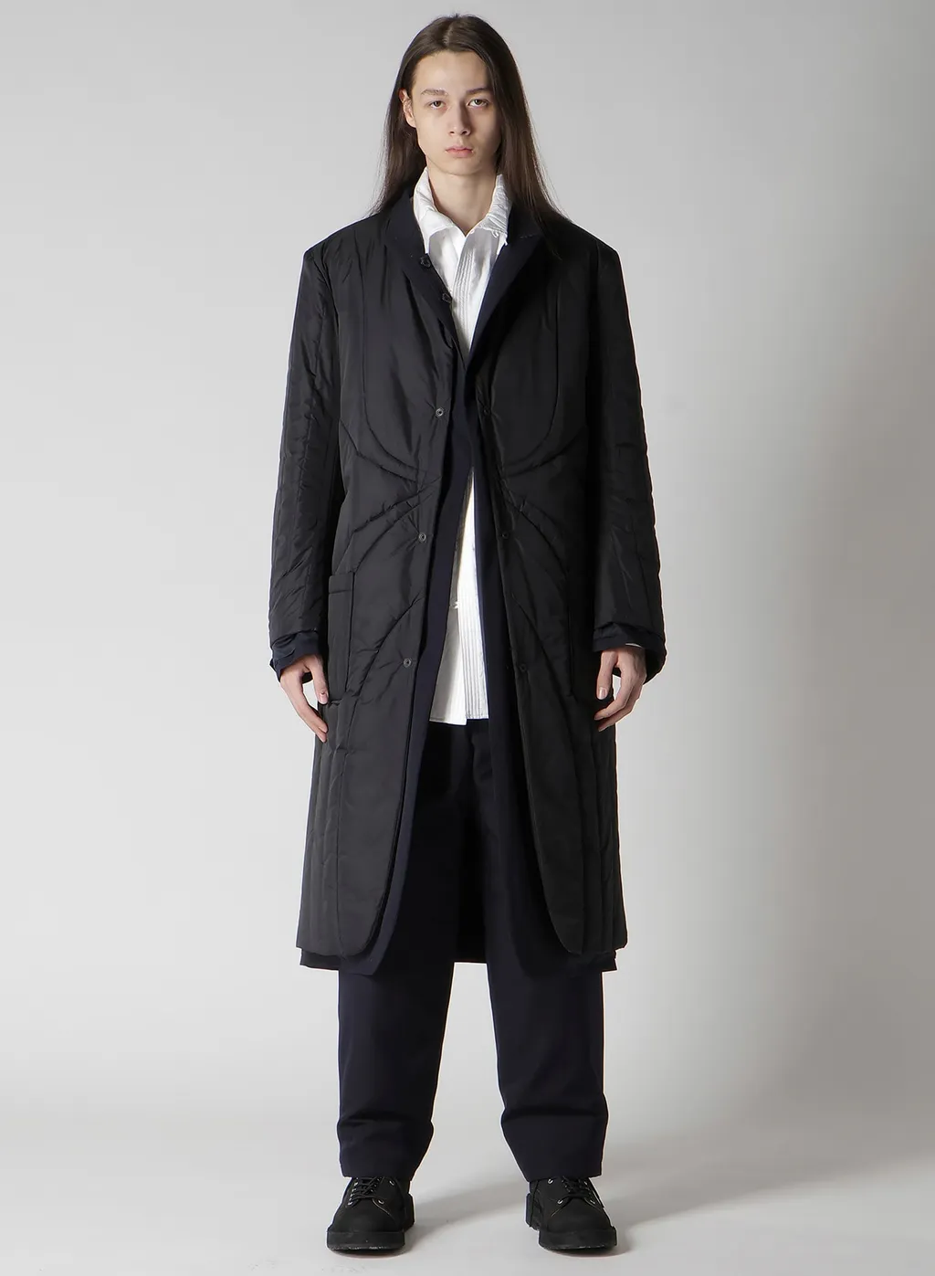 Navy Wool Gabardine One Button Jacket With Liner