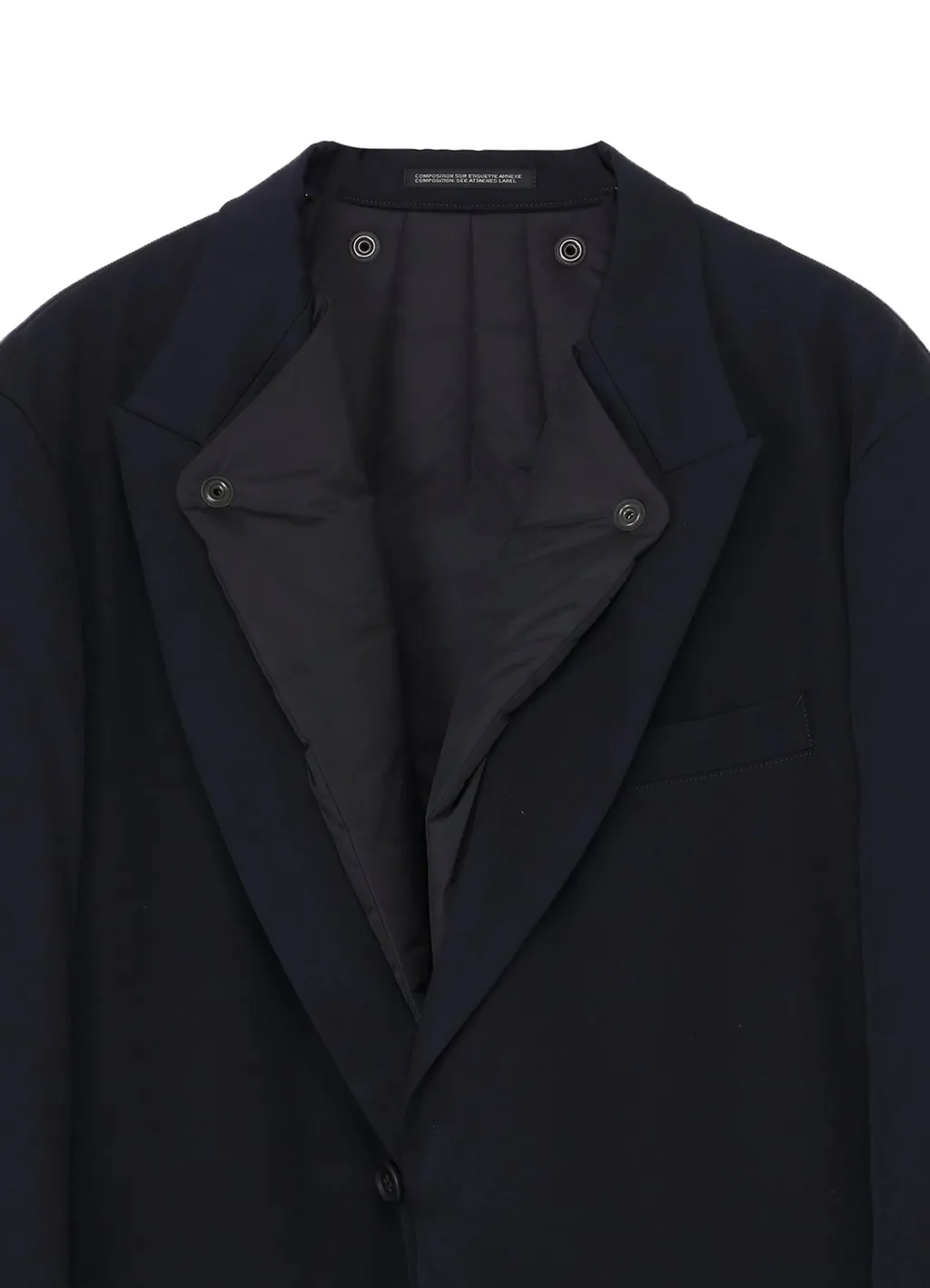 Navy Wool Gabardine One Button Jacket With Liner