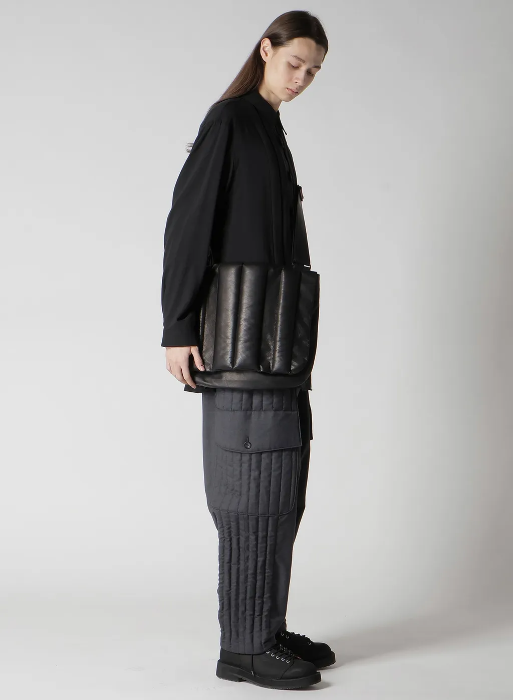 Garment Leather Padded Shoulder Bag