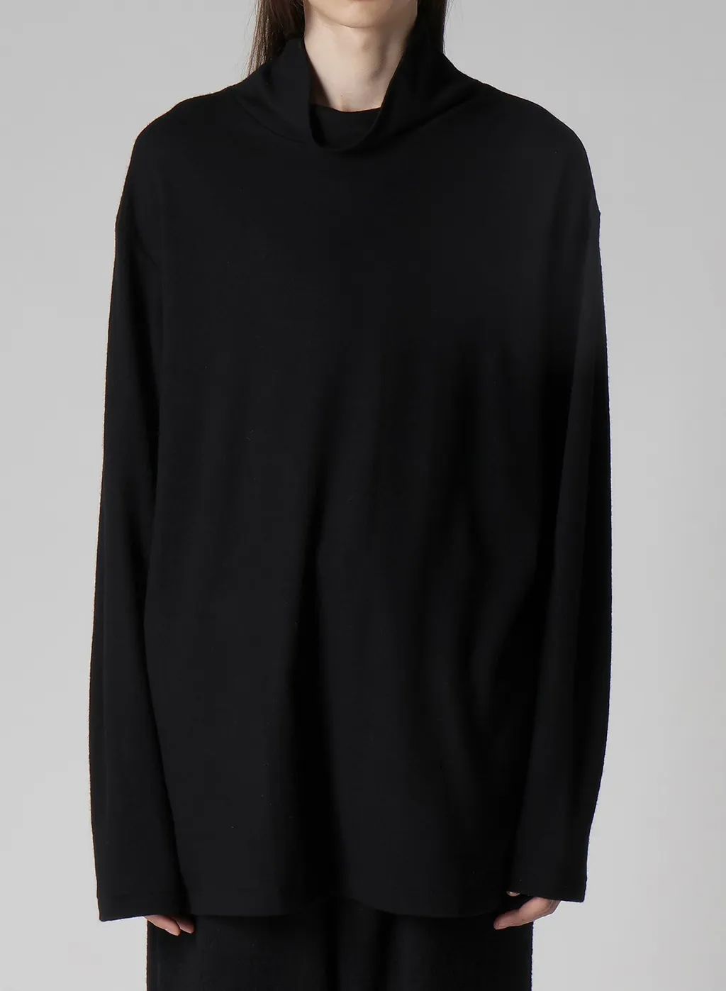 Super 120 Wool Single Jersey Turtle Neck Ls Tee