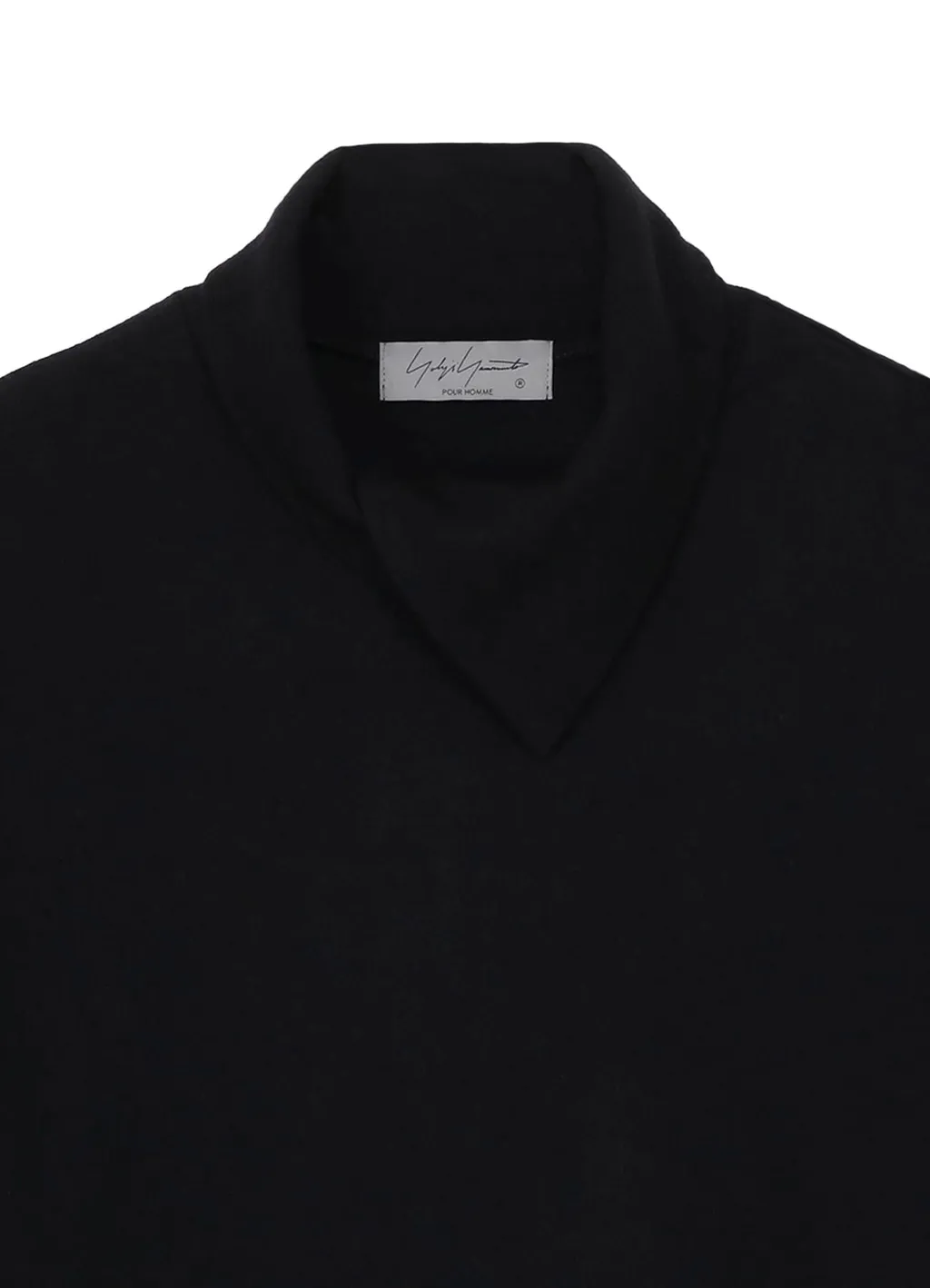 Super 120 Wool Single Jersey Layered Higk Neck Tee