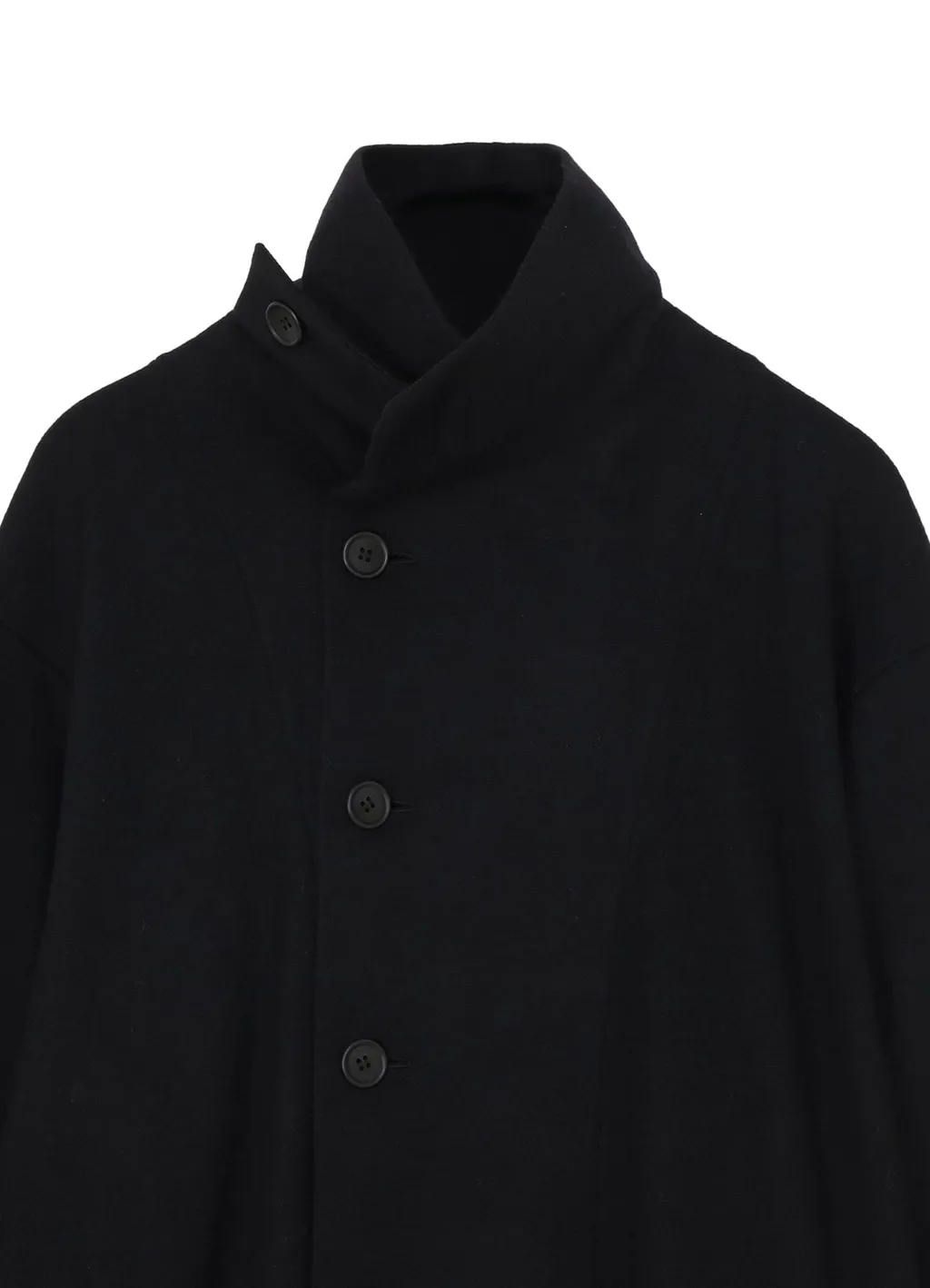 Woollen Jersey High Neck Long Coat