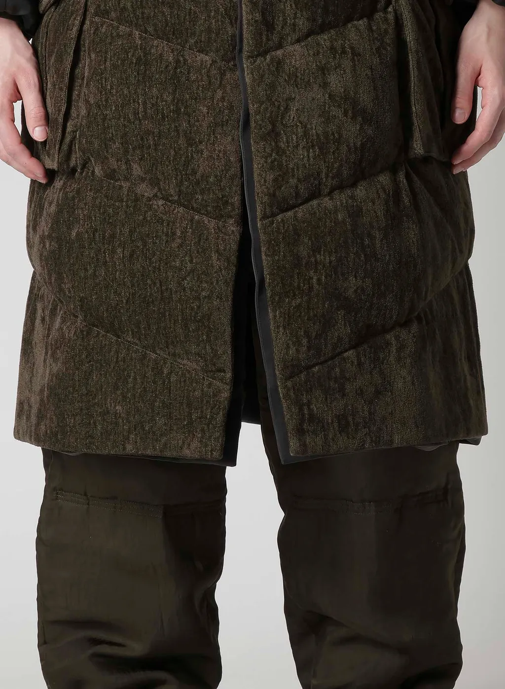 Linen Velvet 3 Buttons Diagonal Padded Long Jacket