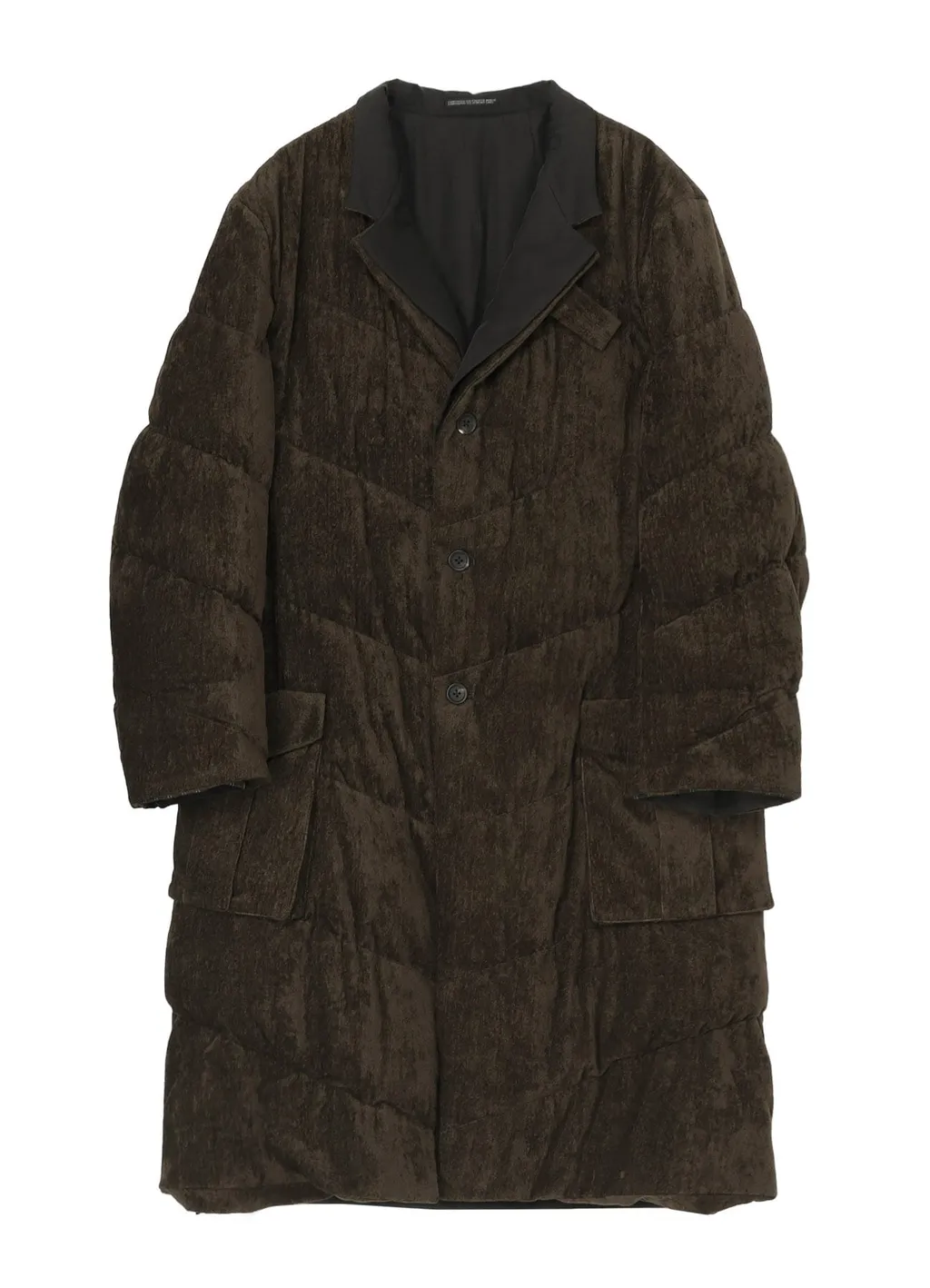 Linen Velvet 3 Buttons Diagonal Padded Long Jacket