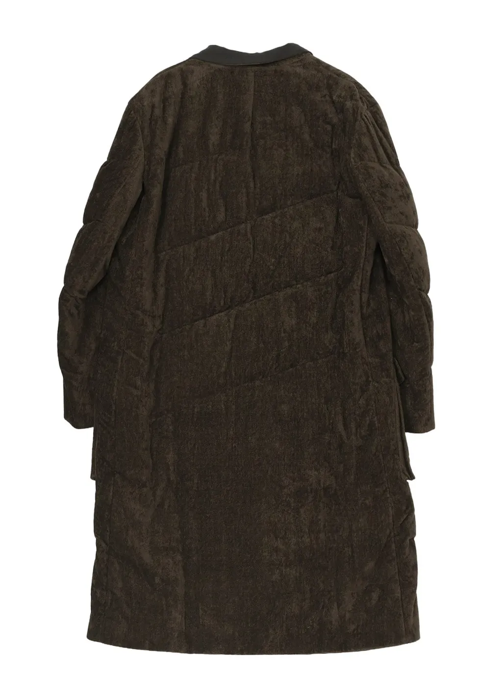 Linen Velvet 3 Buttons Diagonal Padded Long Jacket