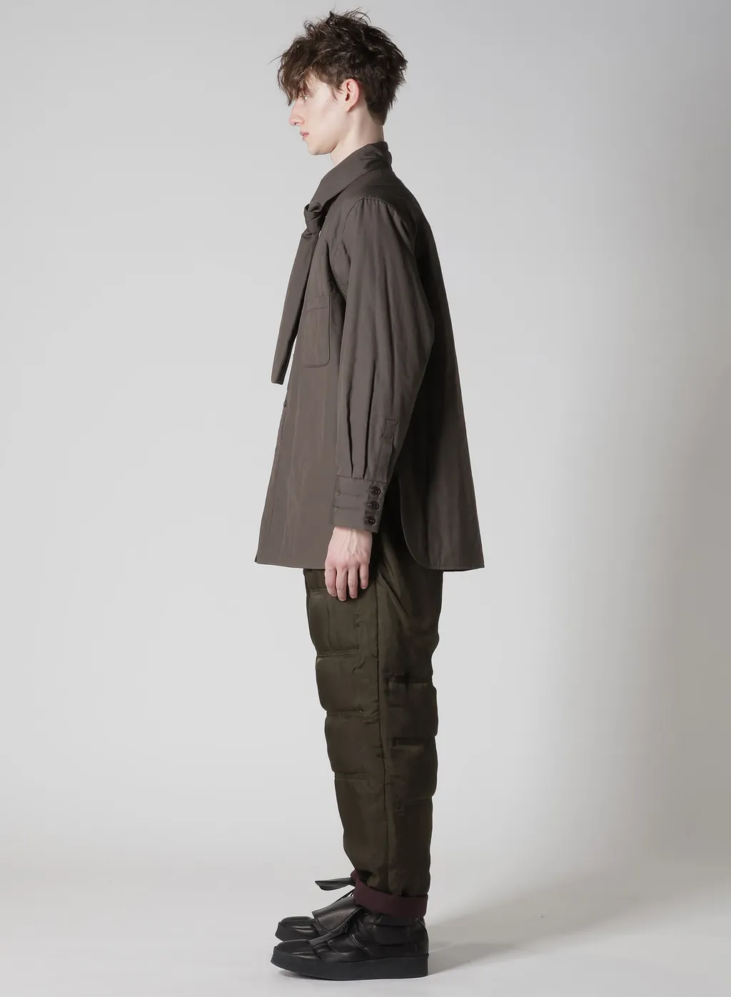 Gray Broad Stole Detail Padded Blouse