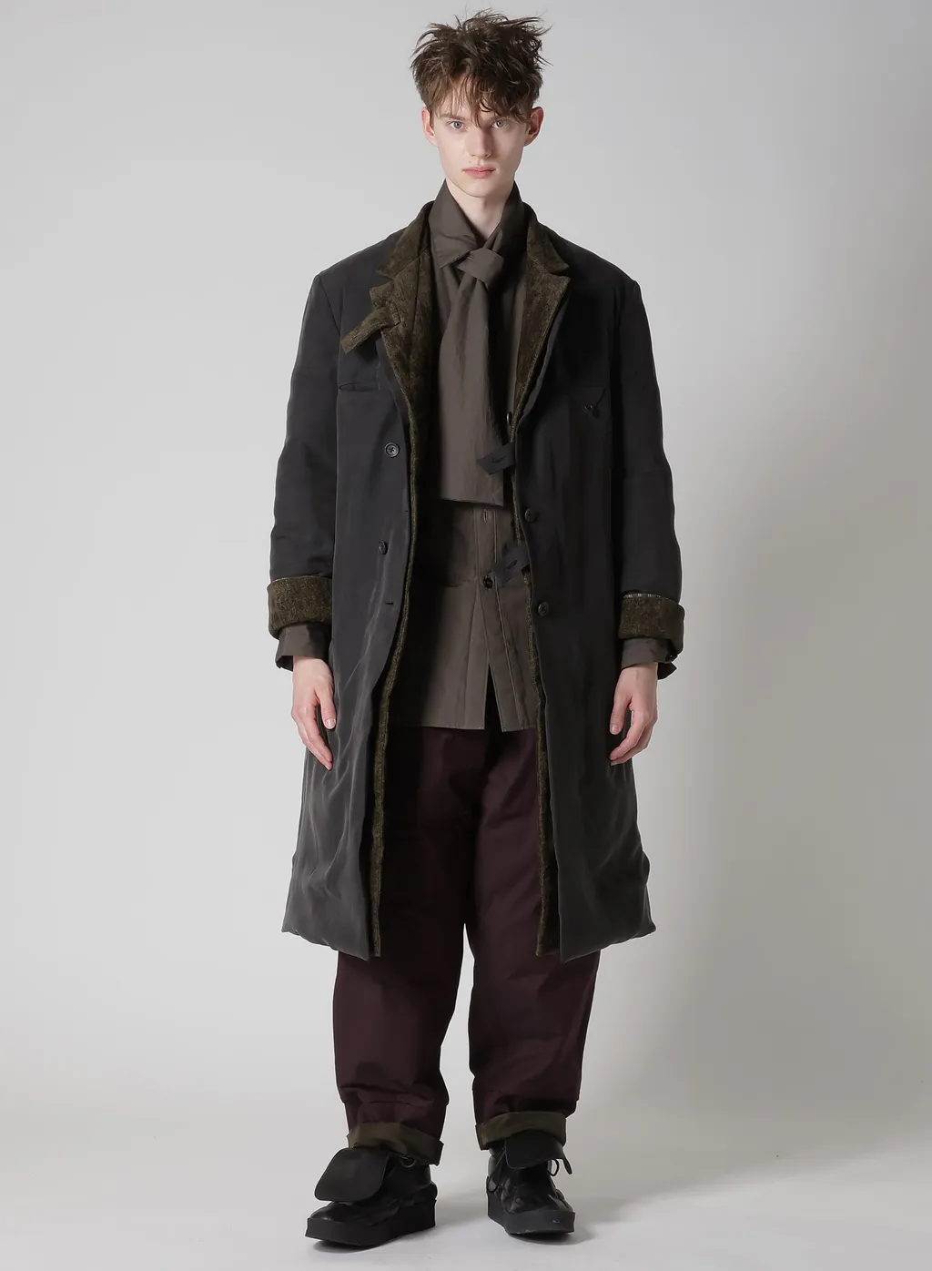 Gray Broad Stole Detail Padded Blouse