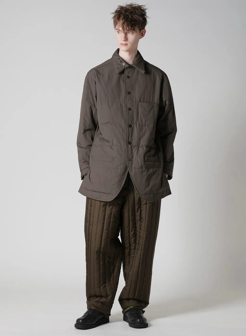 Gray Broad Gusset Collar Padded Blouse