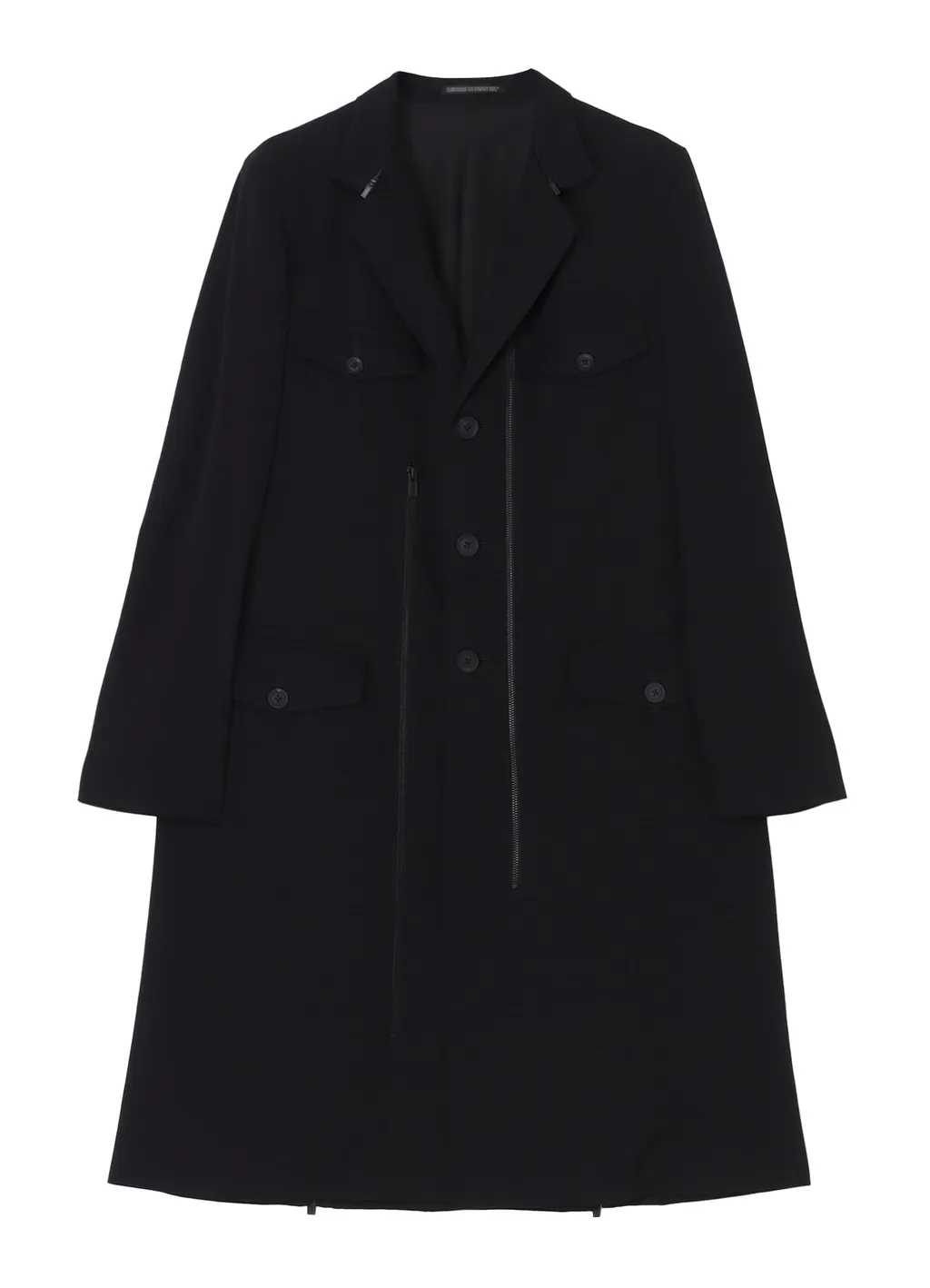 Wool Gabardine 3Buttons Zip Long Coat