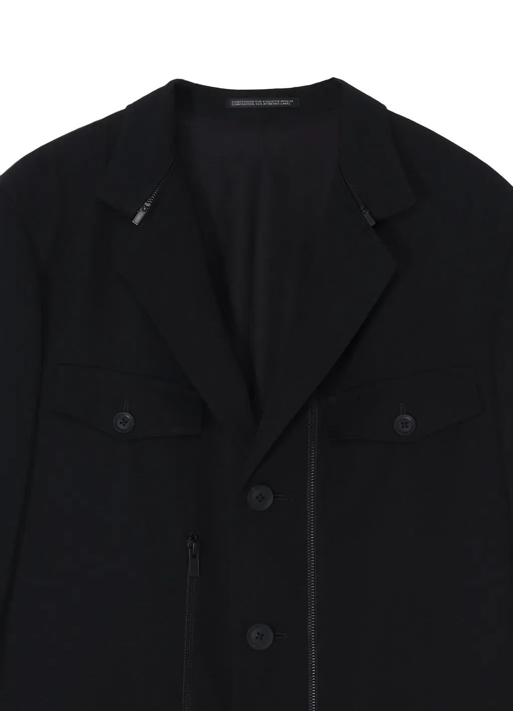 Wool Gabardine 3Buttons Zip Long Coat