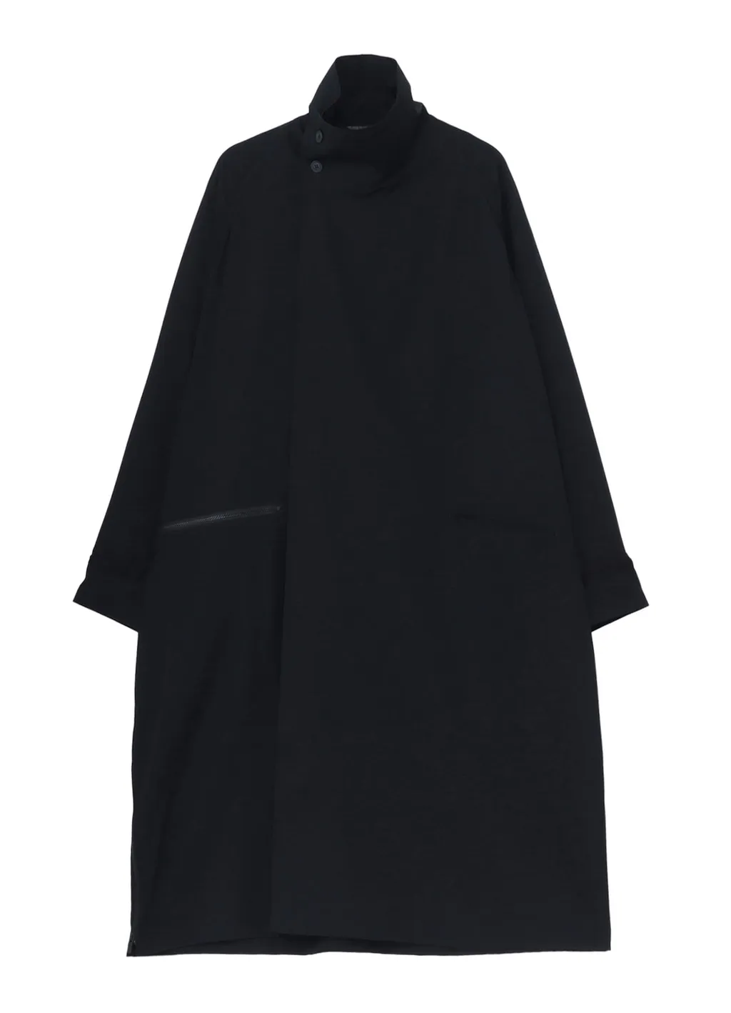 Wool Gabardine Cross Shaped Zipper Coat