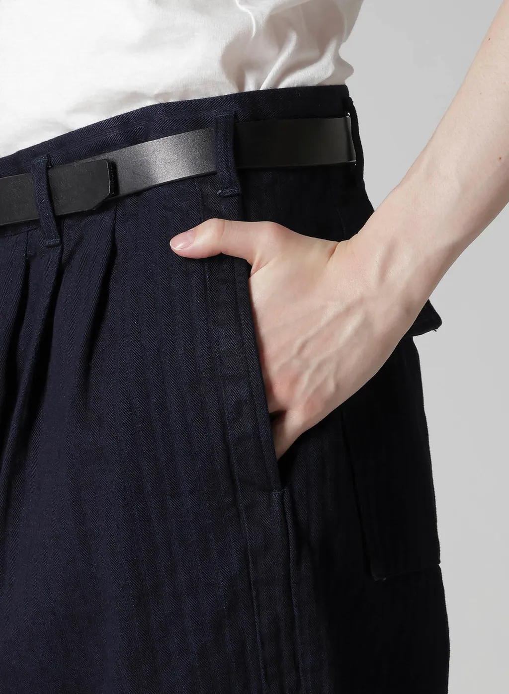 Black Scandal Herringbone Denim Side Tape Detail Pants