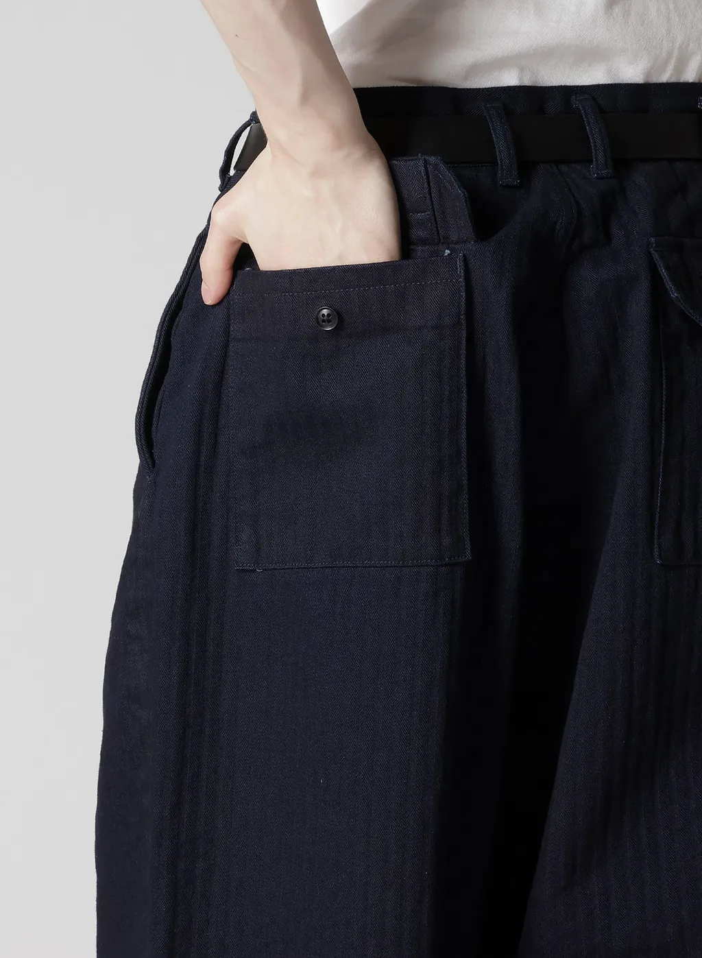 Black Scandal Herringbone Denim Side Tape Detail Pants