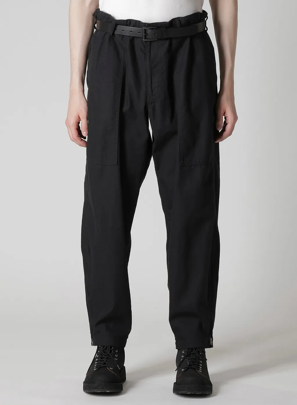 Black Scandal Herringbone Hem Zip Painter Pants