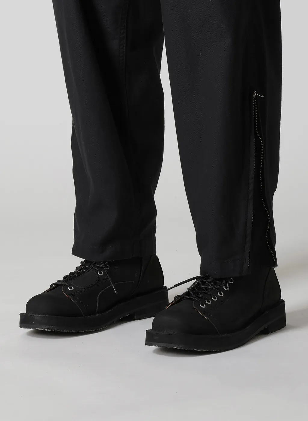 Black Scandal Herringbone Hem Zip Painter Pants
