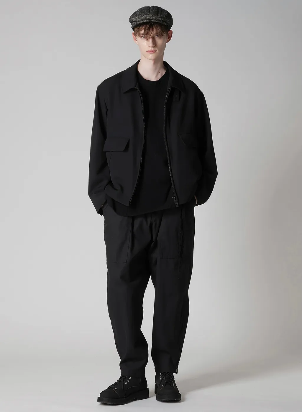 Black Scandal Herringbone Hem Zip Painter Pants