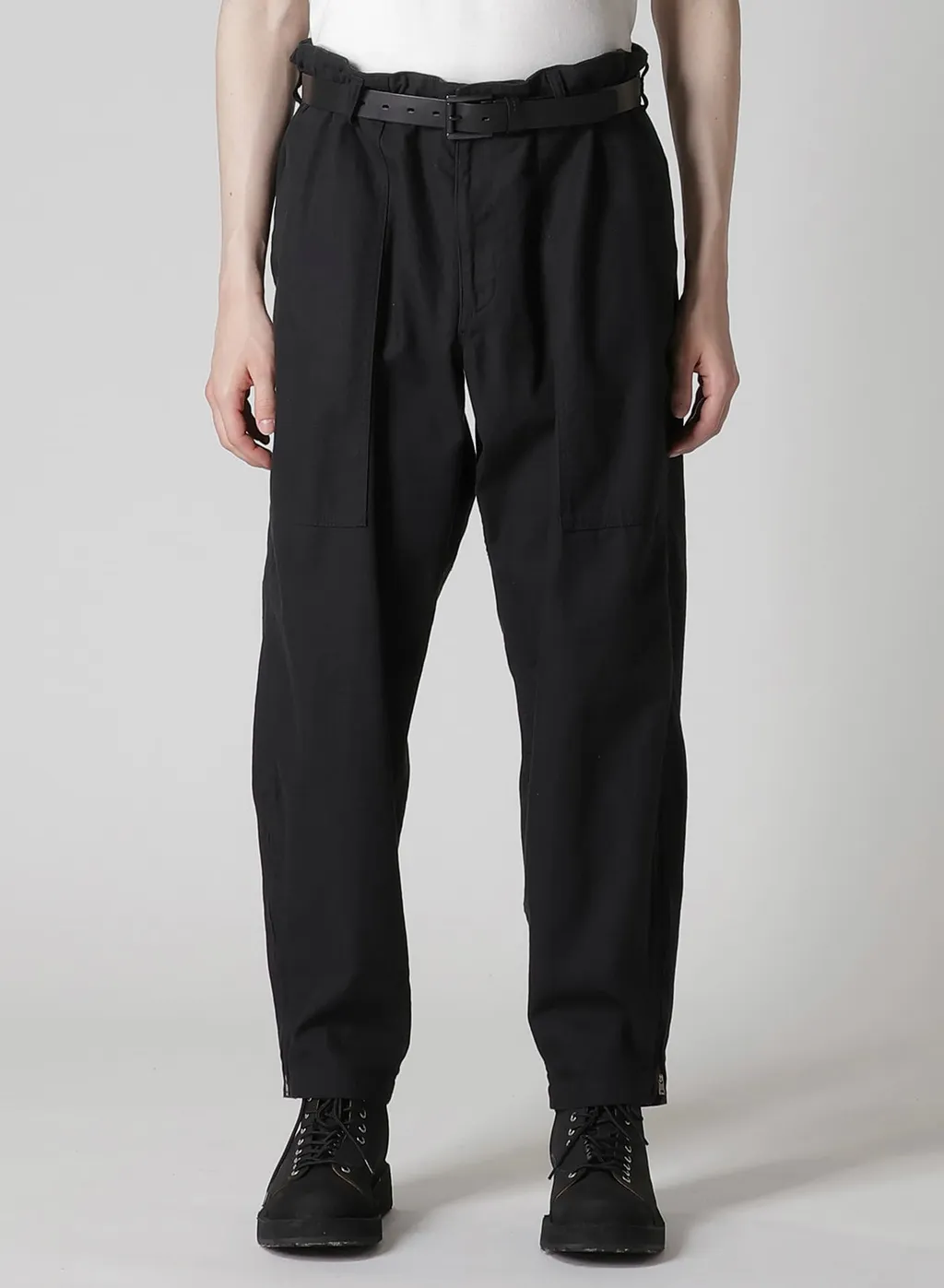 Black Scandal Herringbone Hem Zip Painter Pants