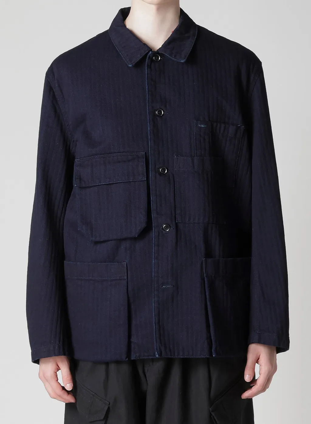 Black Scandal Herringbone Denim 5Bs Overlap Pocket Blouson