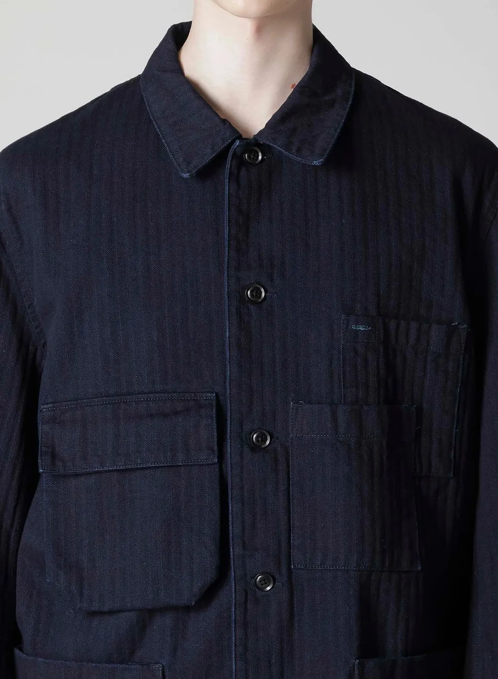 Black Scandal Herringbone Denim 5Bs Overlap Pocket Blouson