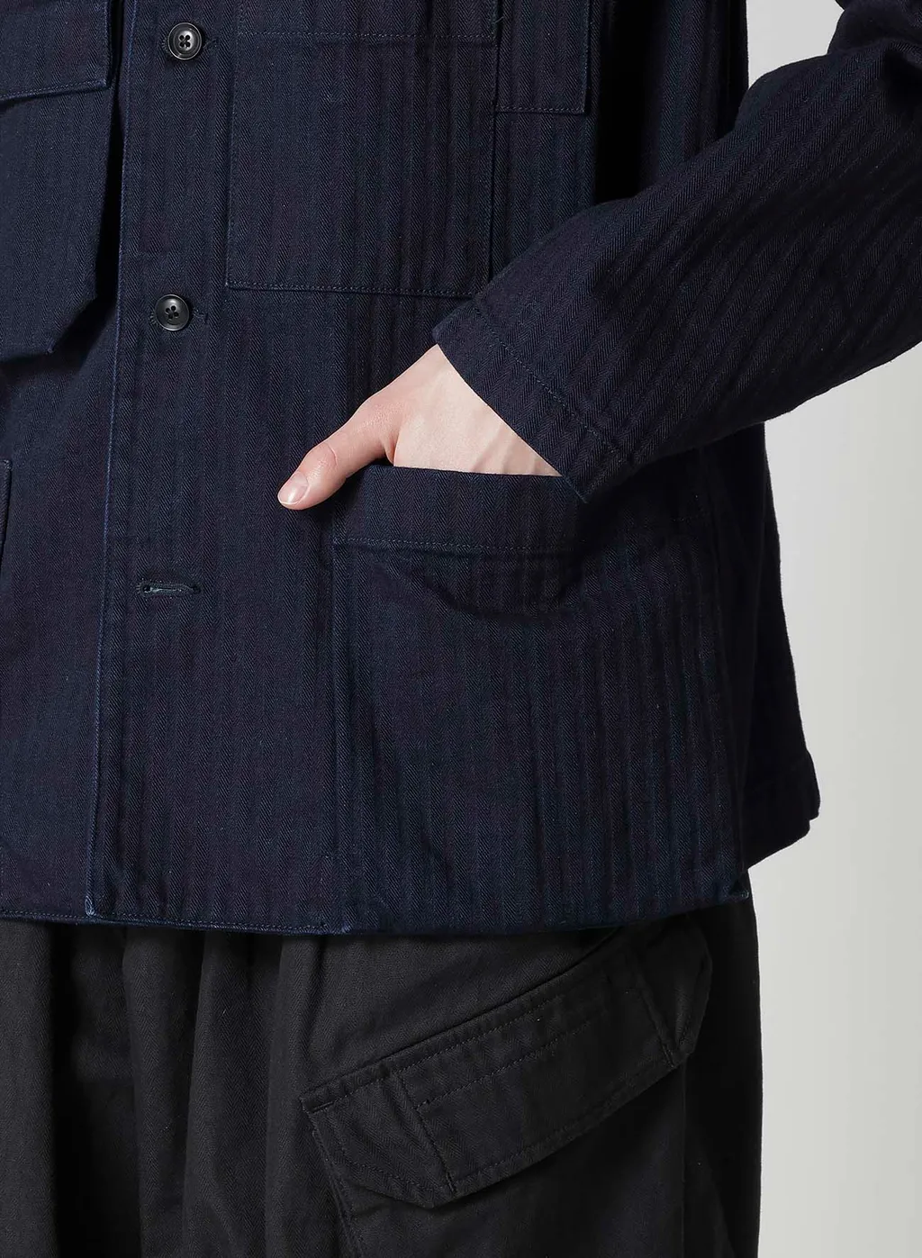 Black Scandal Herringbone Denim 5Bs Overlap Pocket Blouson