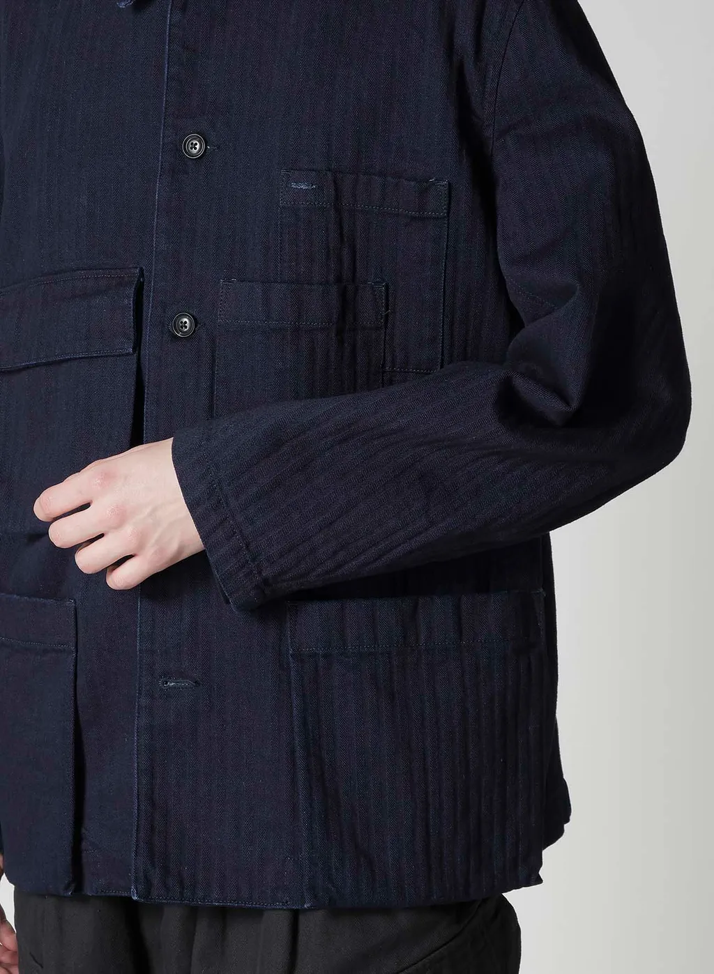 Black Scandal Herringbone Denim 5Bs Overlap Pocket Blouson