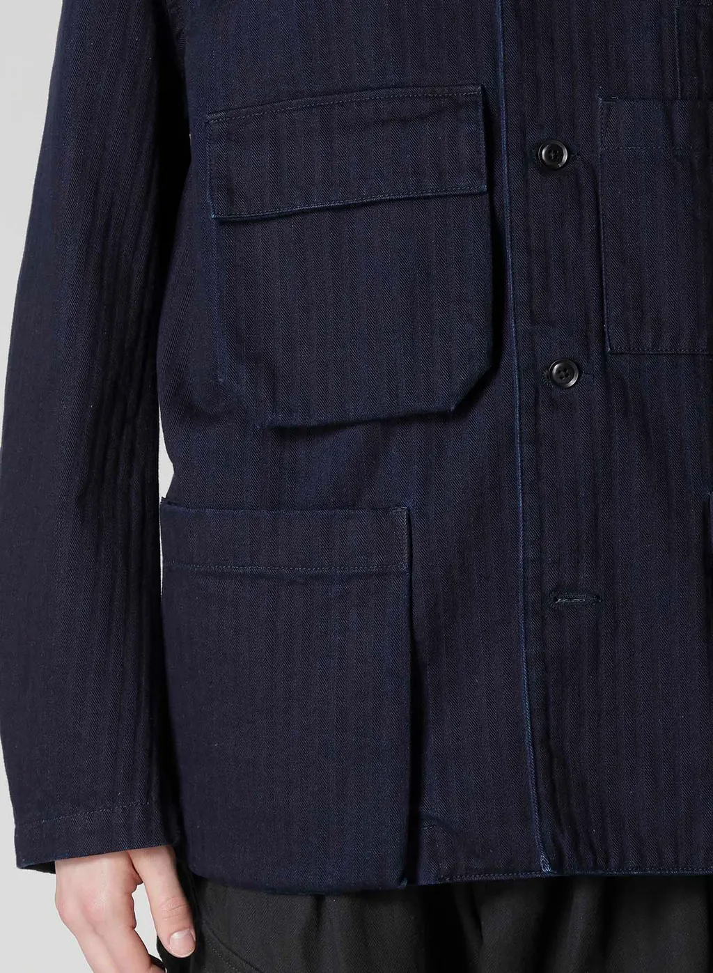 Black Scandal Herringbone Denim 5Bs Overlap Pocket Blouson