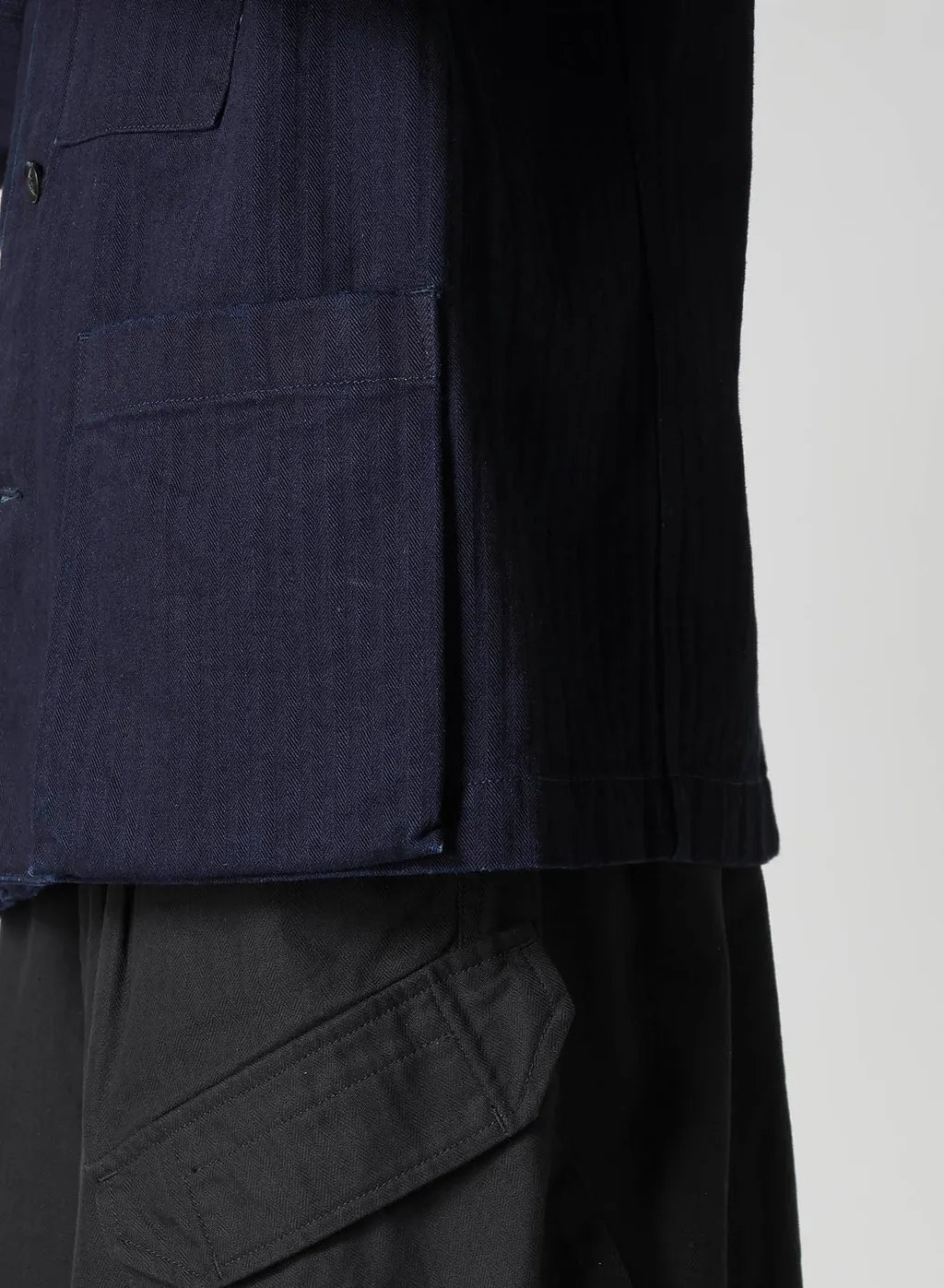 Black Scandal Herringbone Denim 5Bs Overlap Pocket Blouson