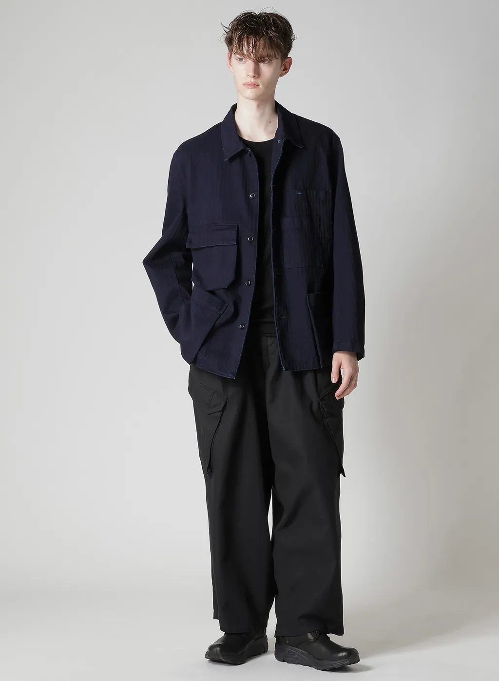 Black Scandal Herringbone Denim 5Bs Overlap Pocket Blouson