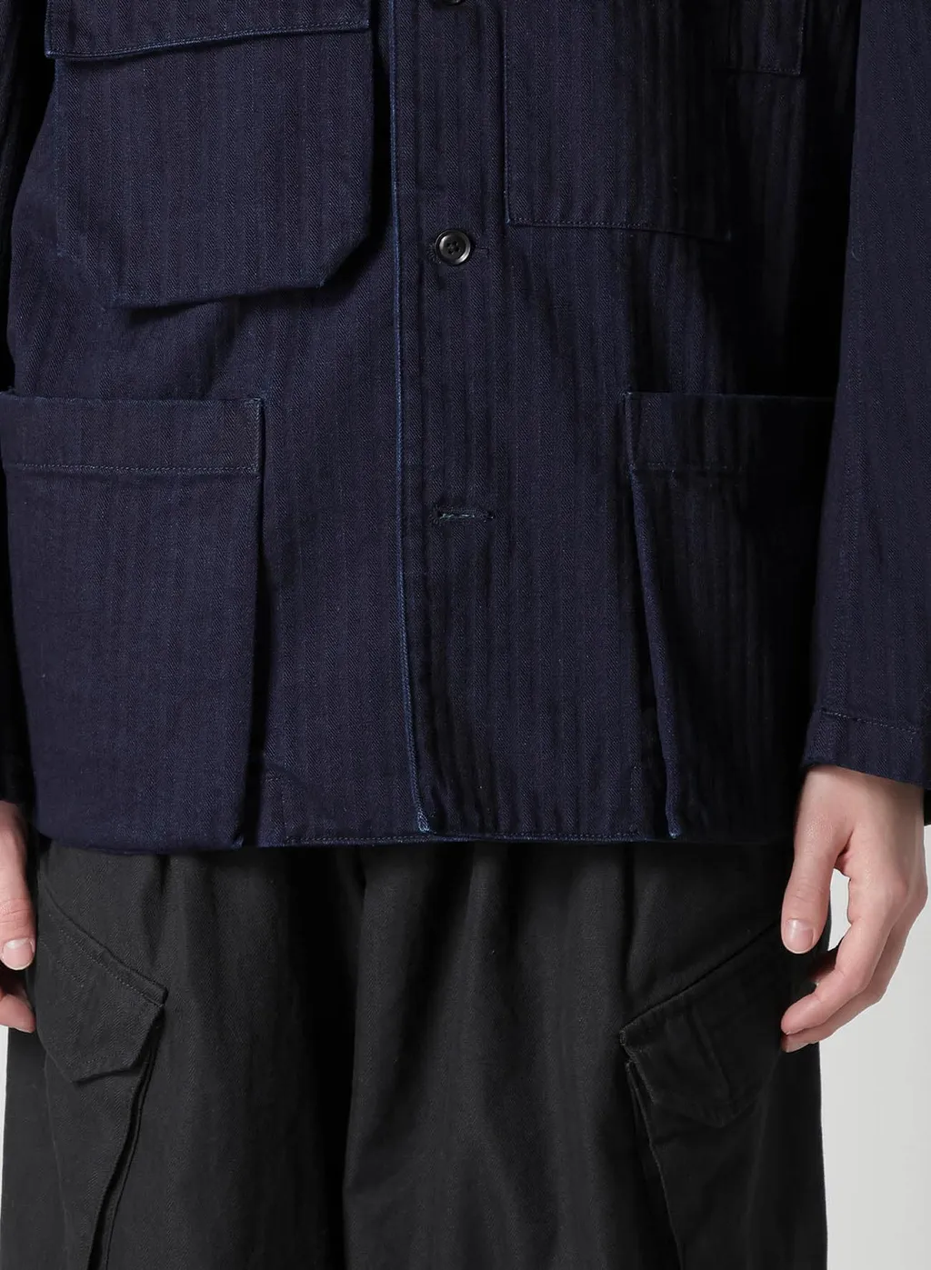 Black Scandal Herringbone Denim 5Bs Overlap Pocket Blouson