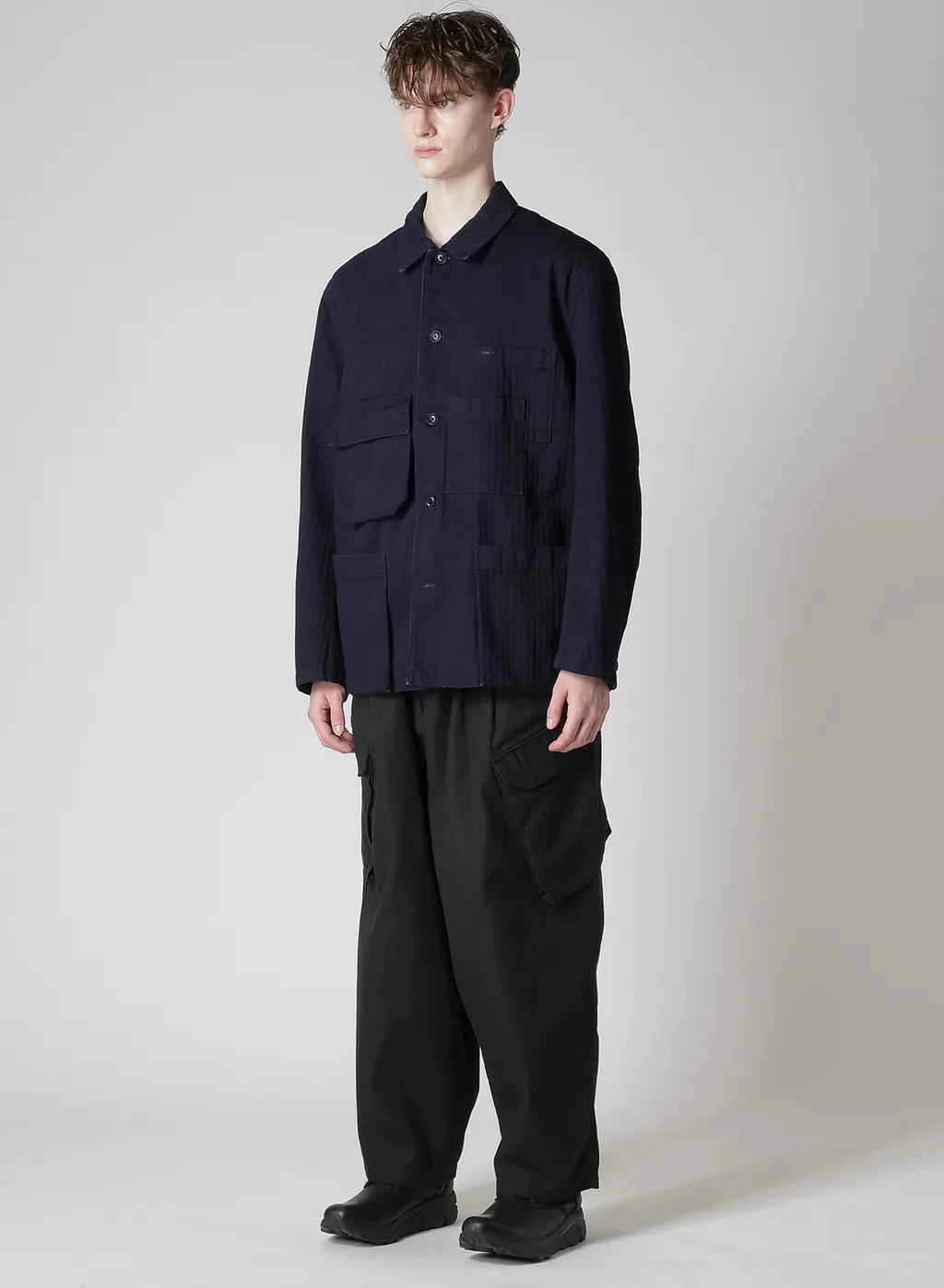Black Scandal Herringbone Denim 5Bs Overlap Pocket Blouson