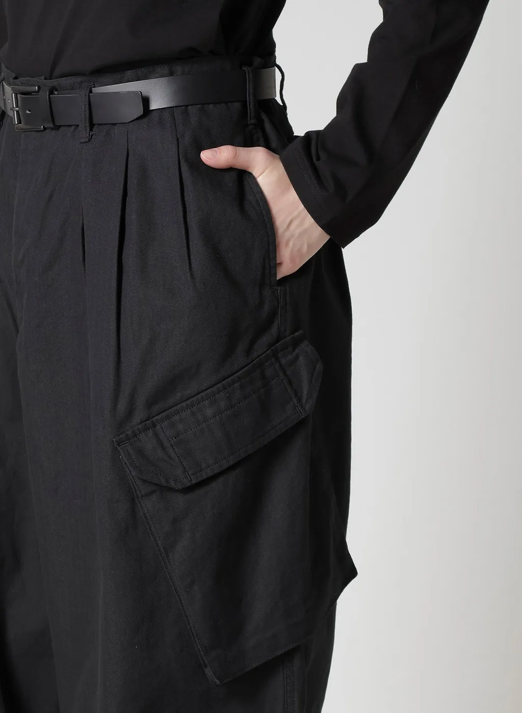 Black Scandal Herringbone 12Tuck Work Pants