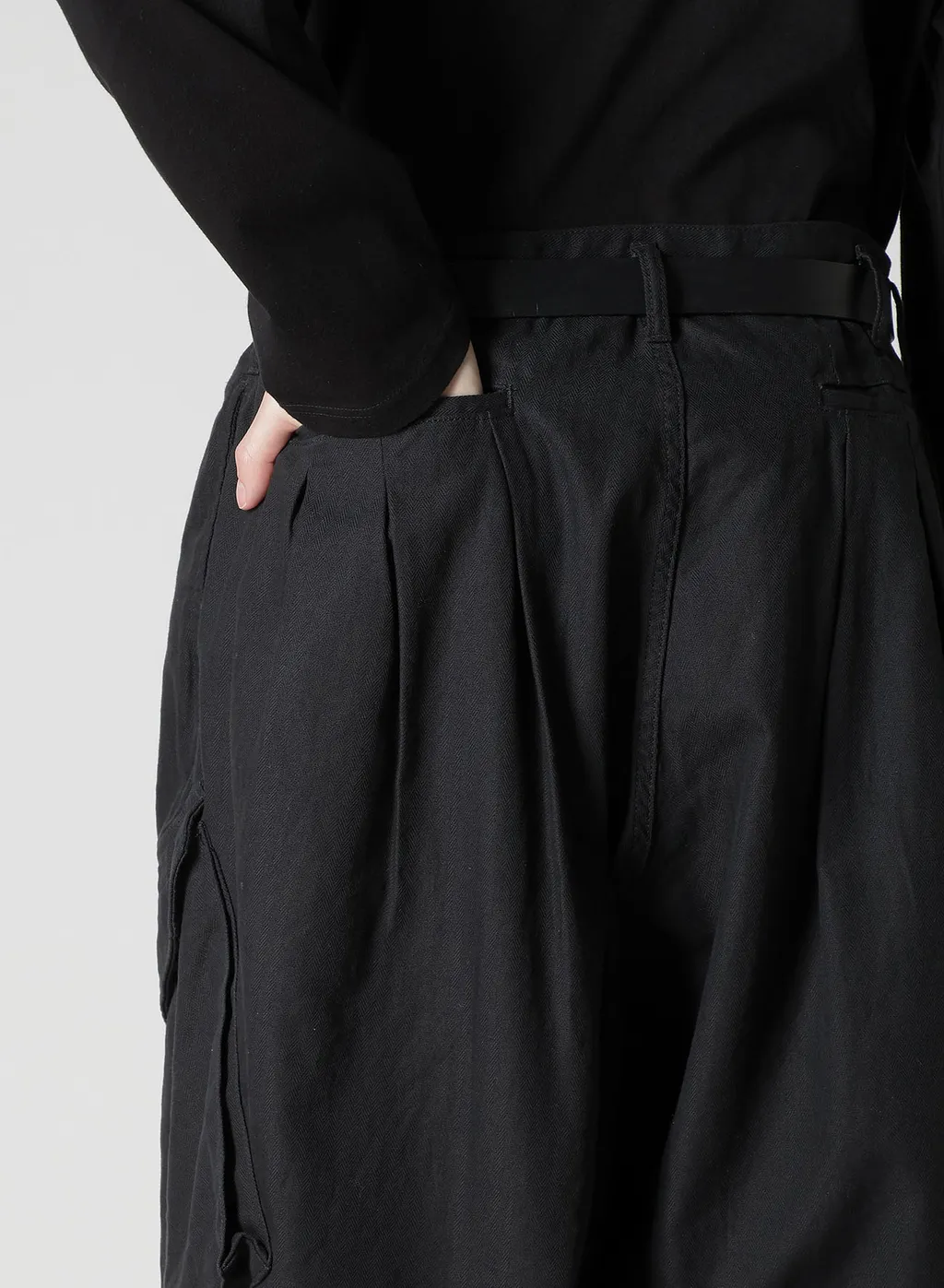 Black Scandal Herringbone 12Tuck Work Pants