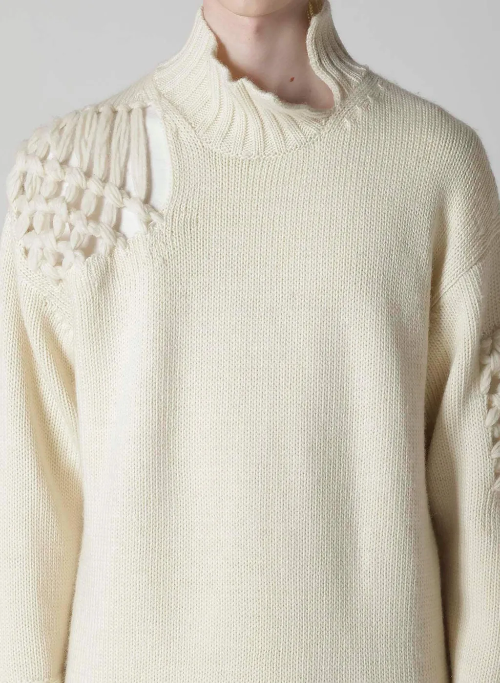 Stitching Macrame Detail High Neck Po