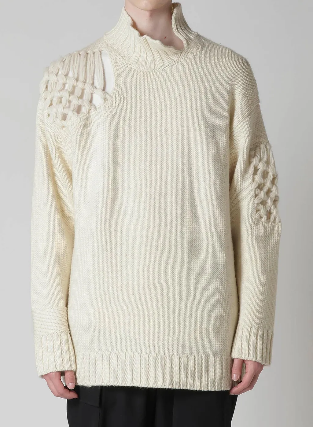 Stitching Macrame Detail High Neck Po