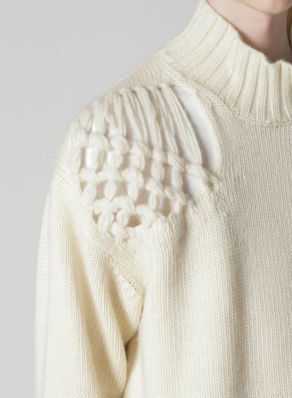 Stitching Macrame Detail High Neck Po