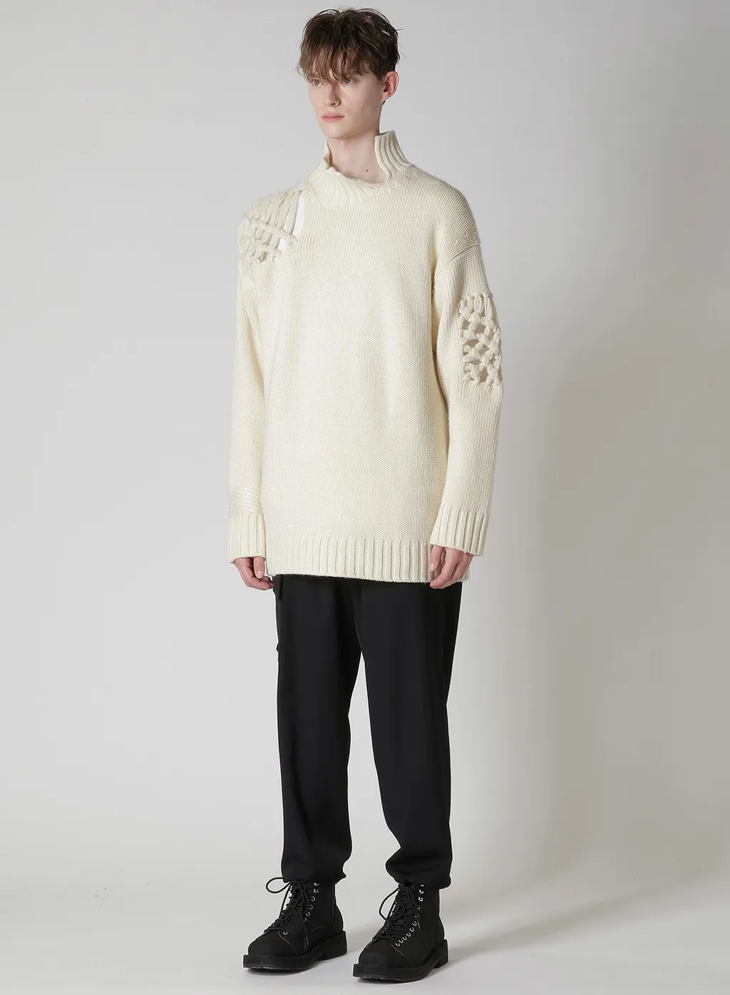 Stitching Macrame Detail High Neck Po